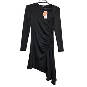 navy blue dress for baby girl Cider Asymmetrical Neck Metal Detail Cut Out Ruched Mini Dress main image 1